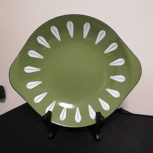 Beautiful MCM Vintage Cathrineholm Green & White Lotus Serving Plate 8.5" HTF